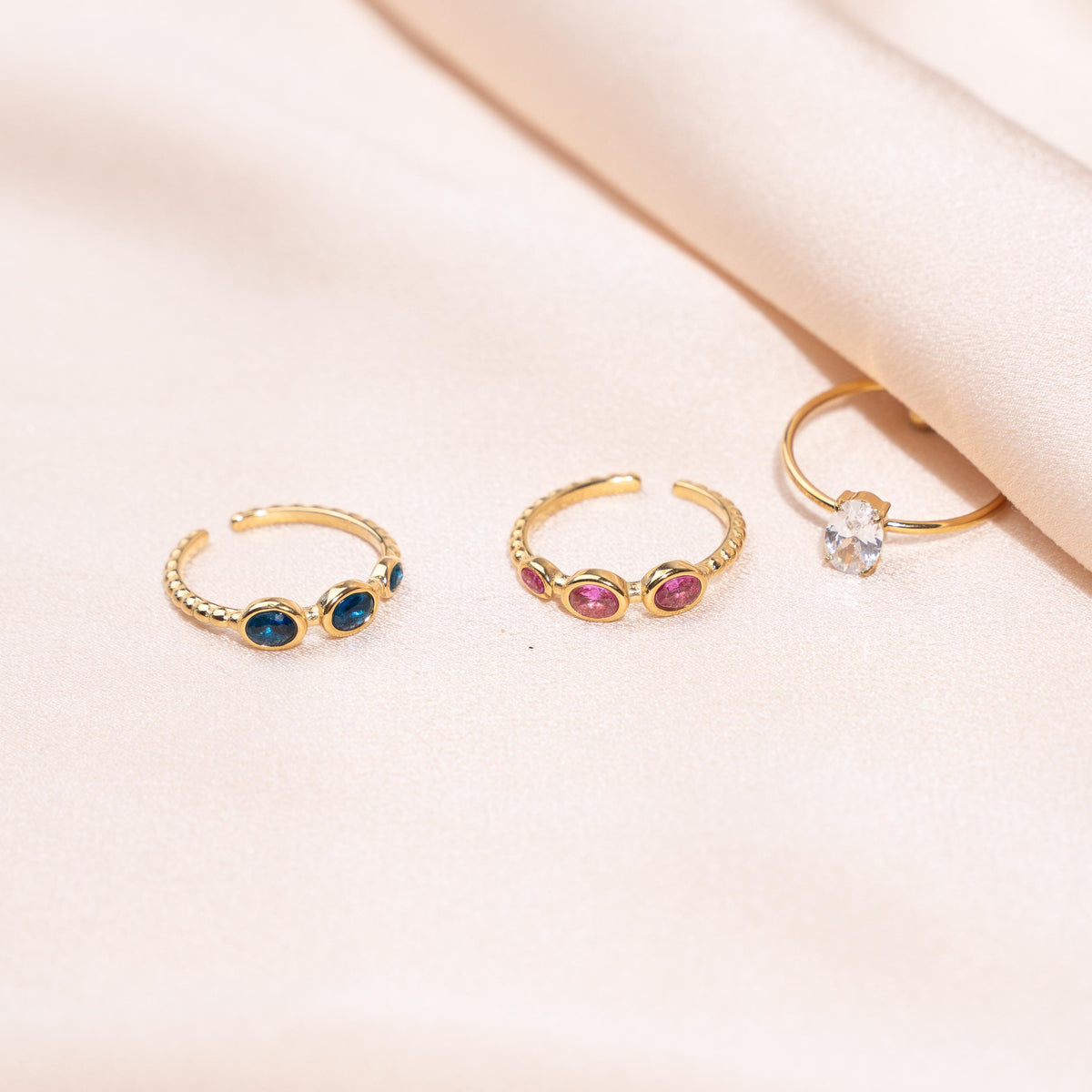 Bague femme trois pierres roses Juliette photo 6