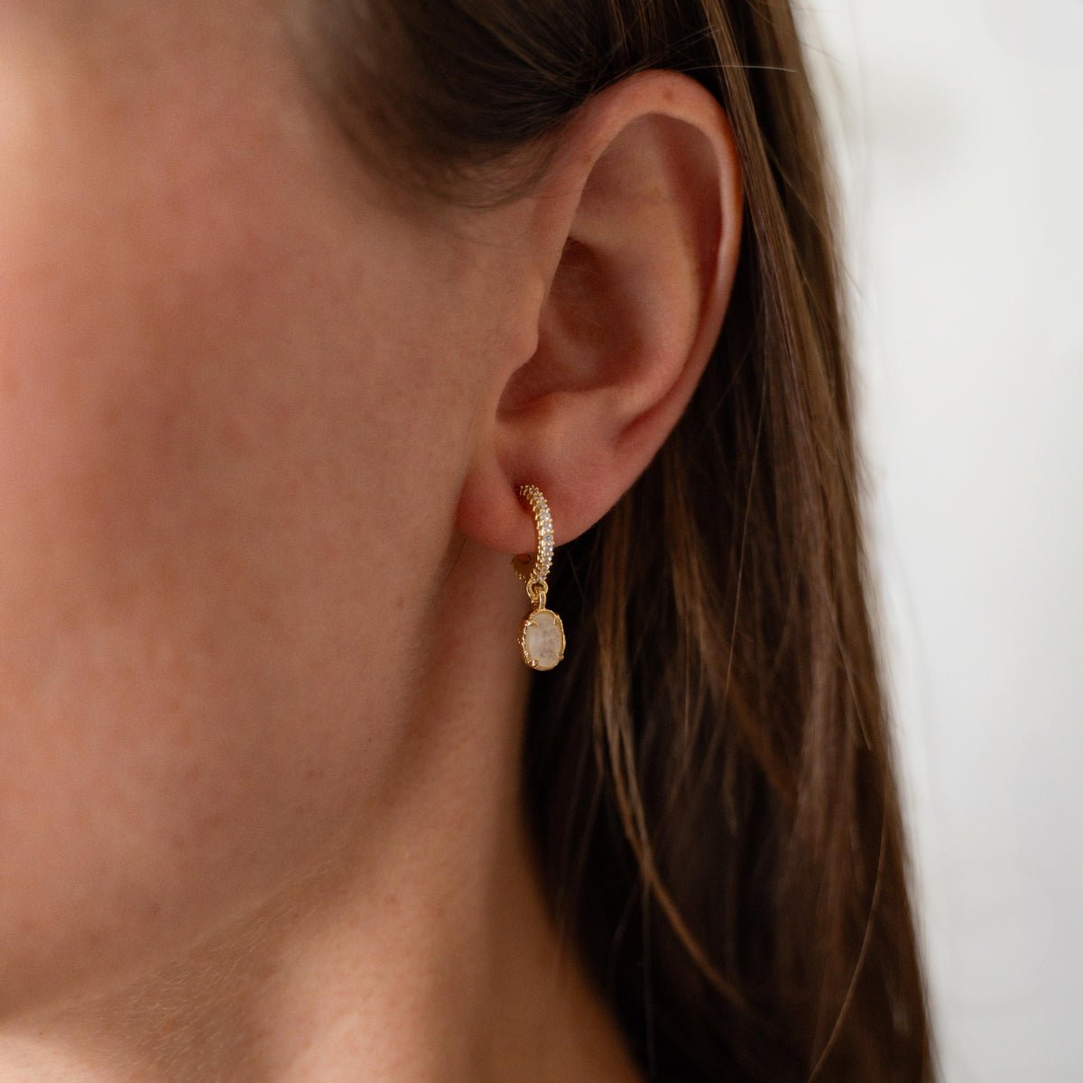 Boucles d'oreilles cristal de roche et Blanche