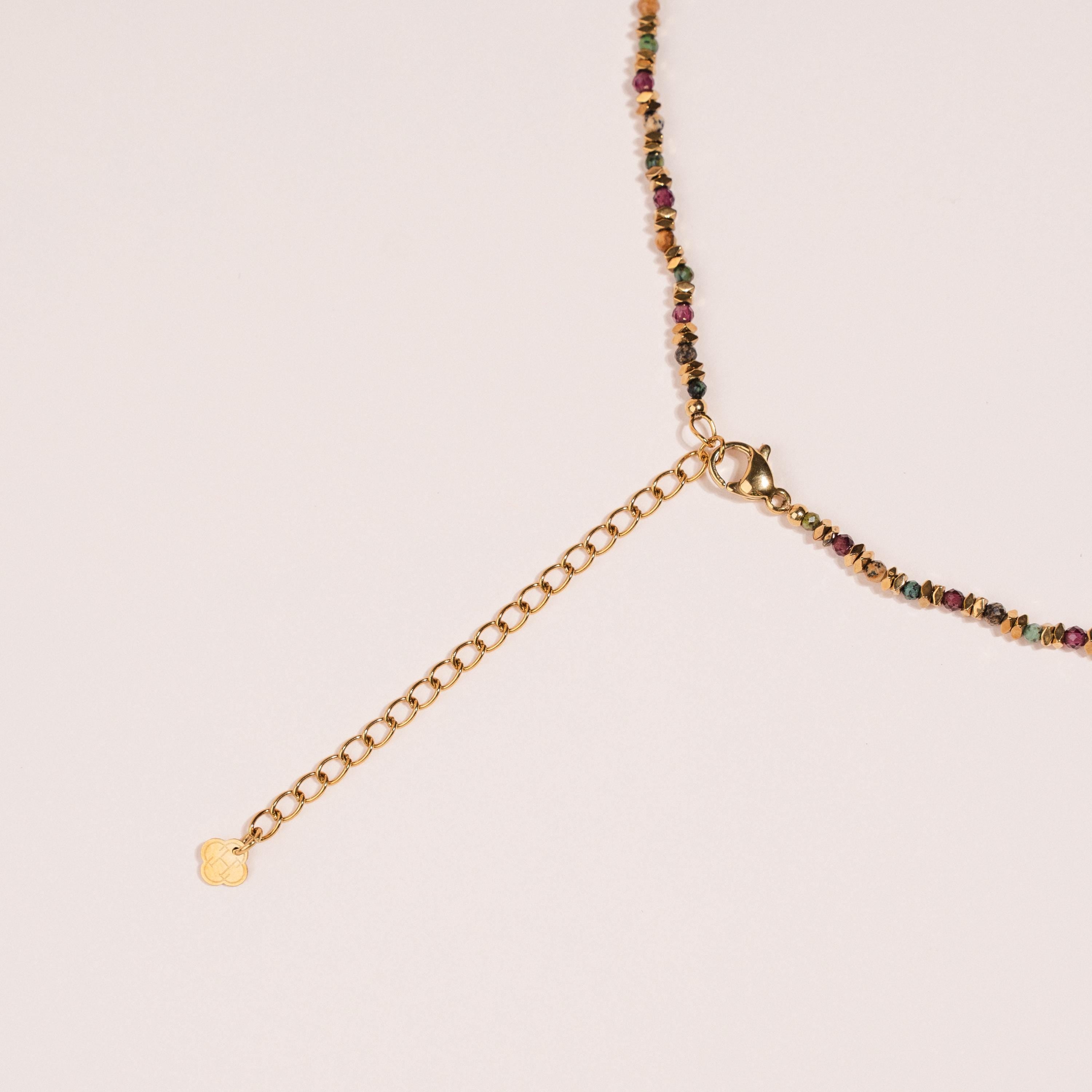 Collier pierres naturelles multicolores / collier en perles réglable femme