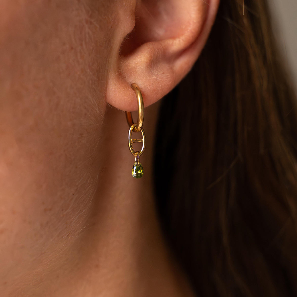 Créoles maille marine zircon vert Amélie