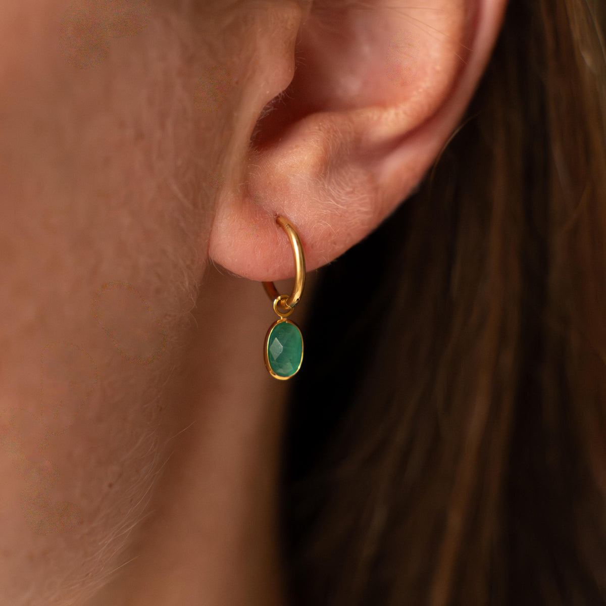 Boucles d'oreilles pierre ovale agate blanche Adèle photo 4