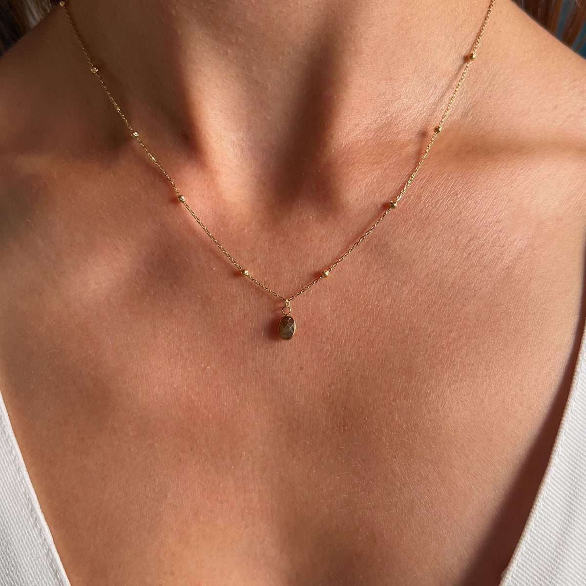 Collier pendentif pierre ovale quartz rose Adèle photo 4