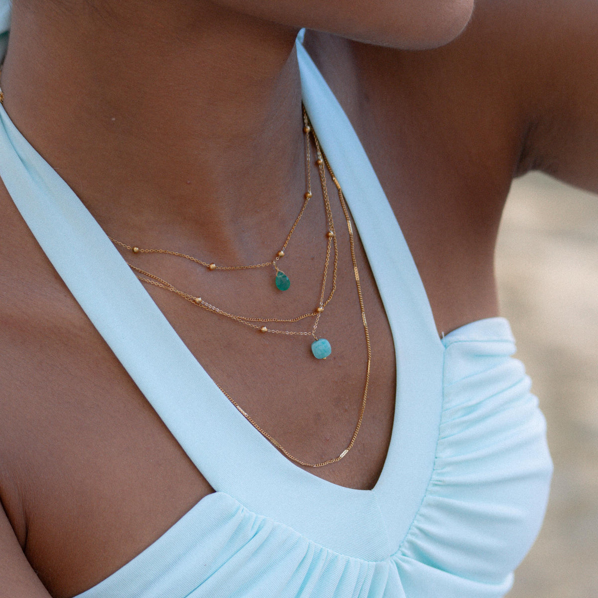 Collier pendentif carré amazonite Albane photo 4