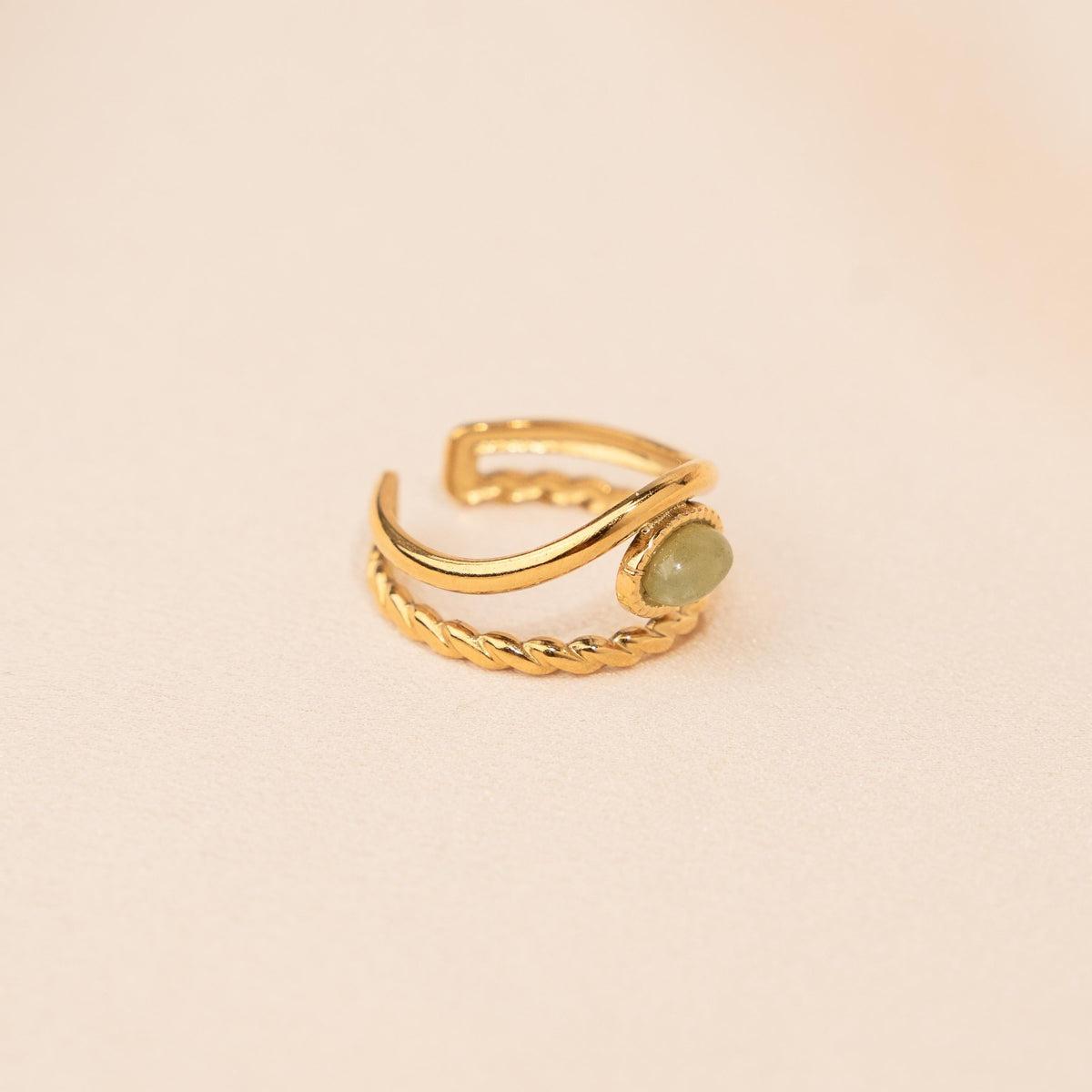 Bague double pierre ovale agate verte Apolline photo 5