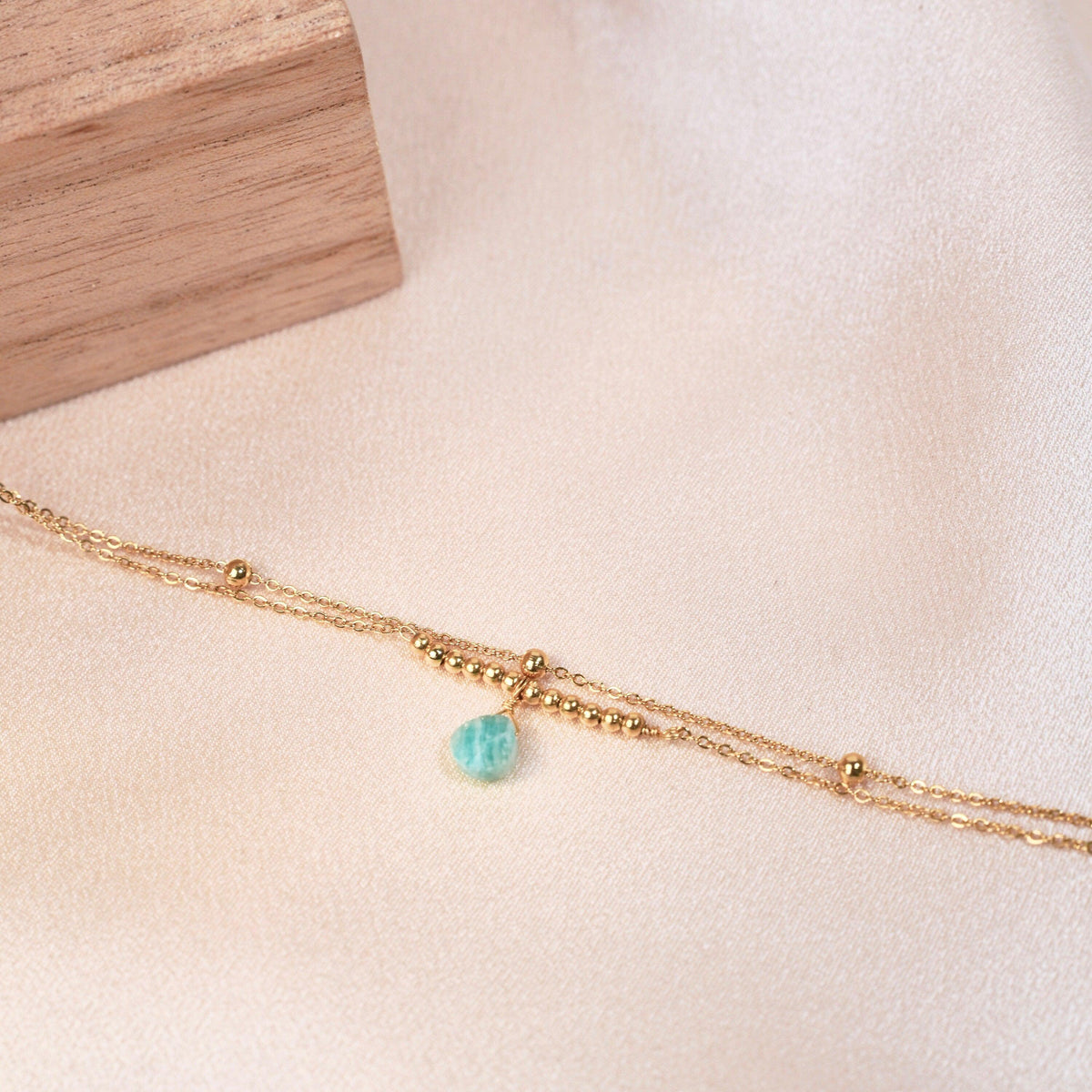 Bracelet double rang goutte quartz rose Capucine photo 4
