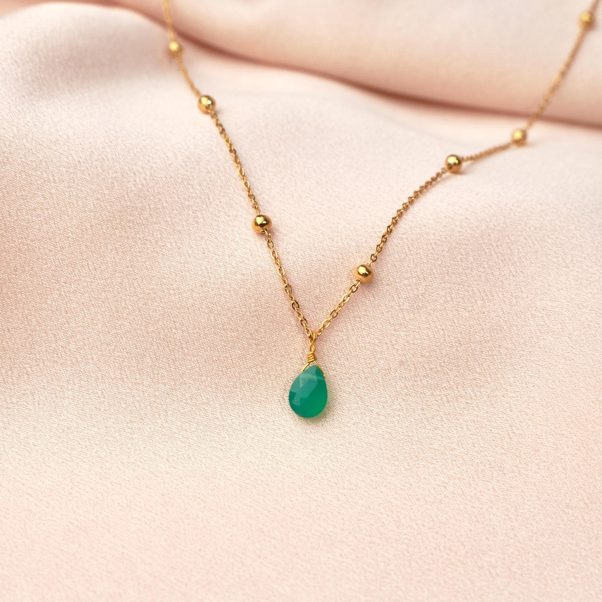 Collier pendentif goutte agate verte Anouk photo 3