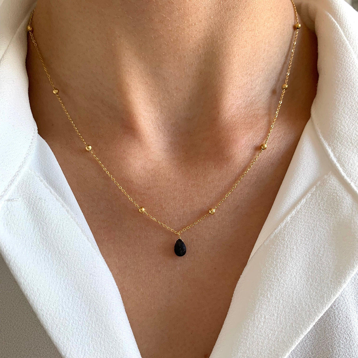 Collier pendentif goutte onyx noir Anouk