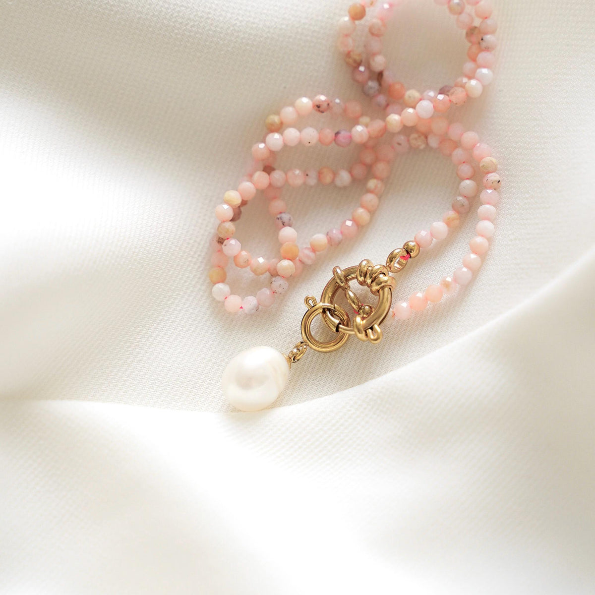 Collier rhodonite et perle d'eau douce Eugénie photo 3