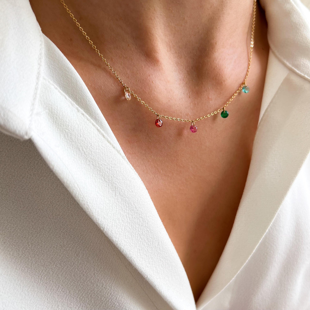 Collier zircons multicolores Laure