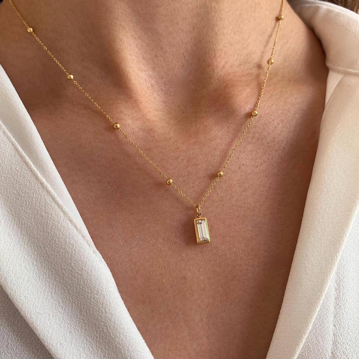Collier pendentif rectangle onyx noir Mathilde photo 3