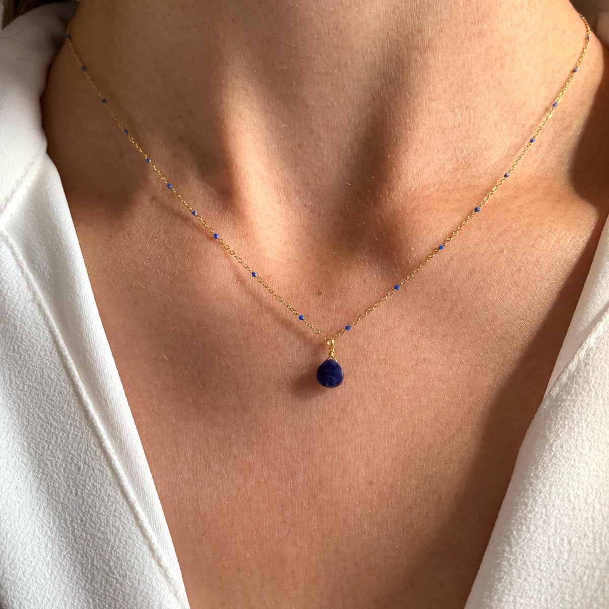 Collier pendentif pierre goutte grenat Margot photo 6