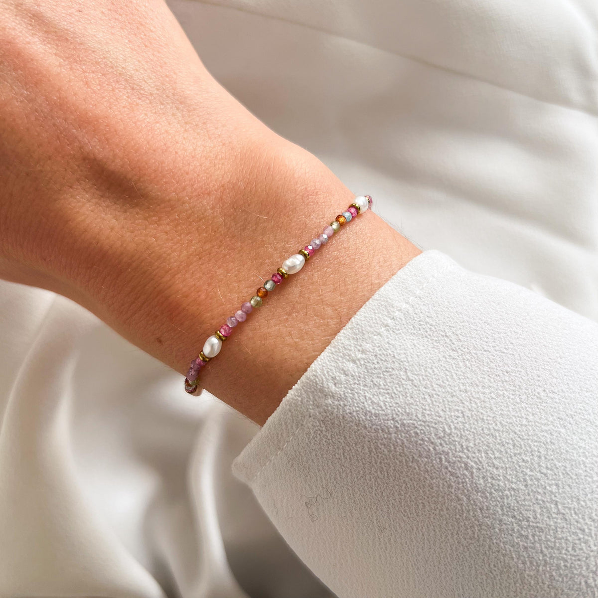 Bracelet perles agate rose Jeanne