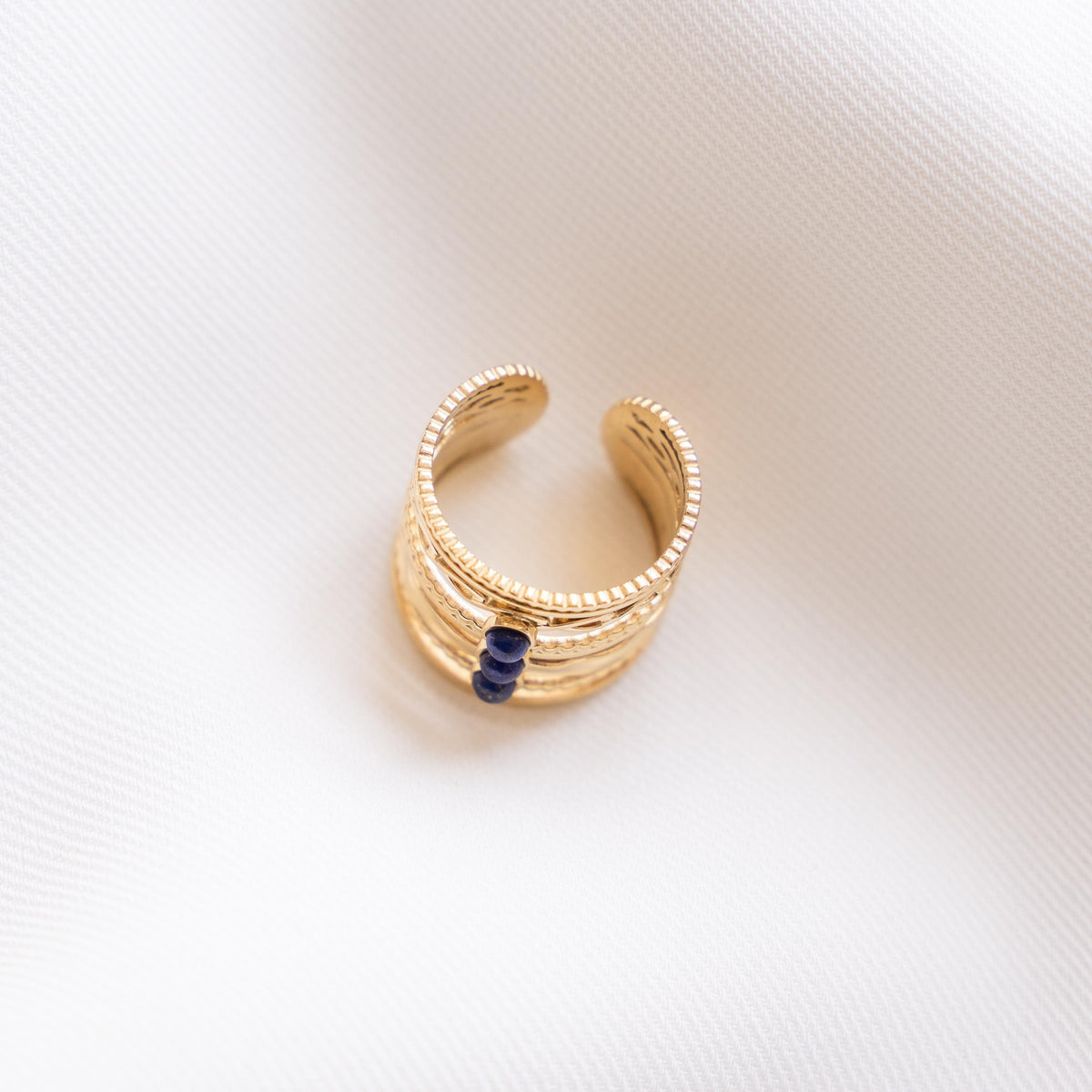 Bague femme triple rang lapis lazuli Philippine photo 4