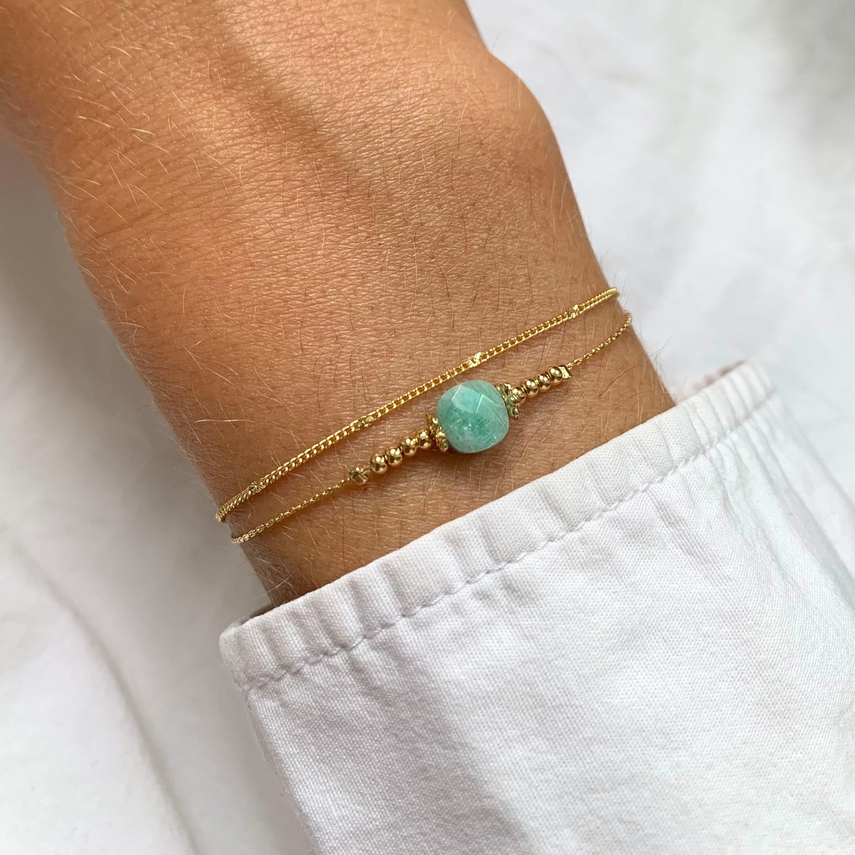 Bracelet double chaîne pierre labradorite Joséphine photo 3