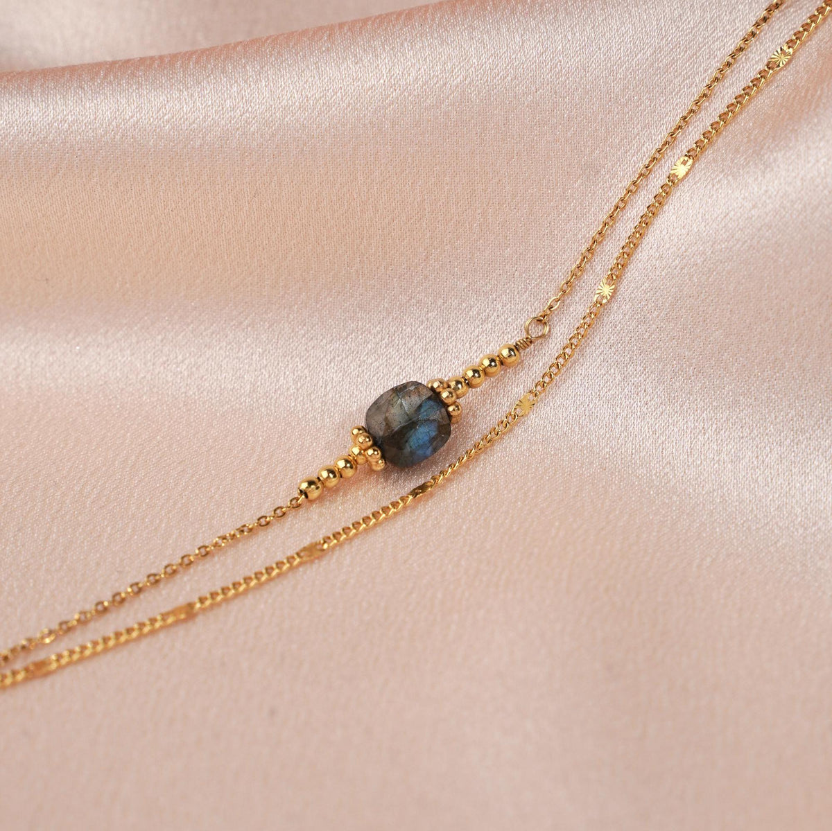 Bracelet double chaîne pierre labradorite Joséphine photo 5