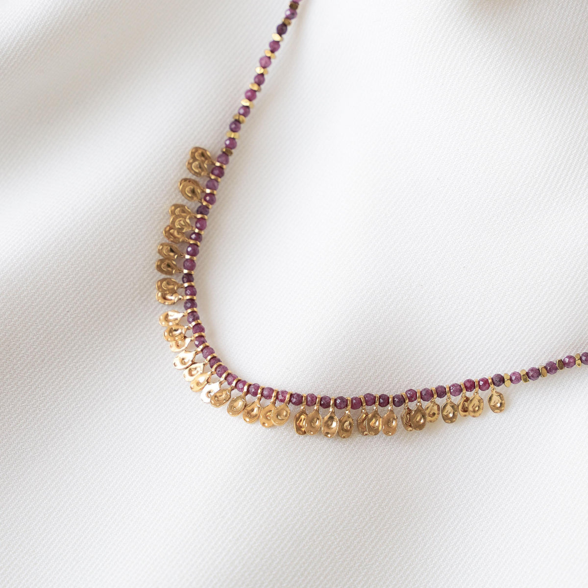 Collier perles rubis pampilles dorées Garance photo 4