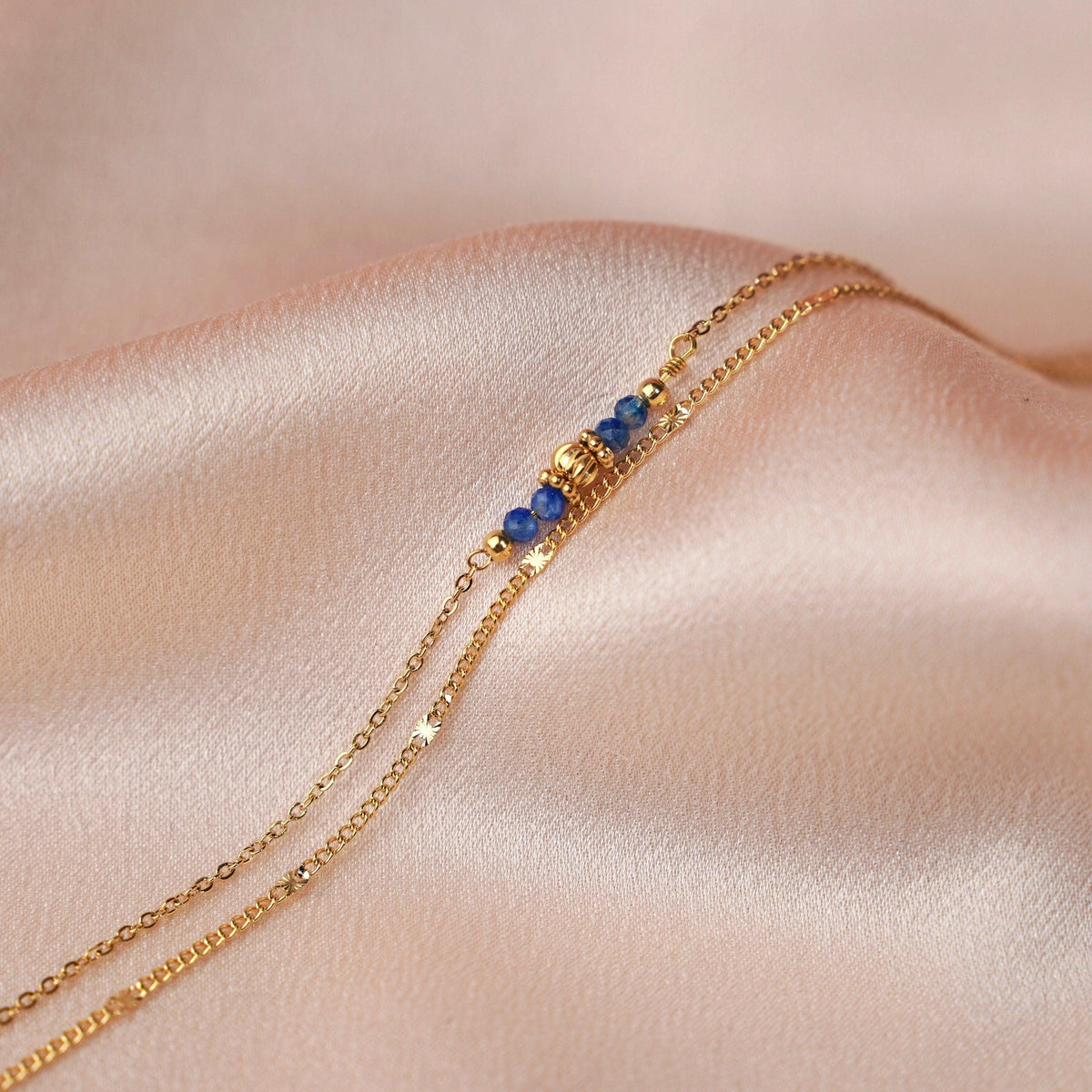 Bracelet femme double perles bleues Prudence photo 2