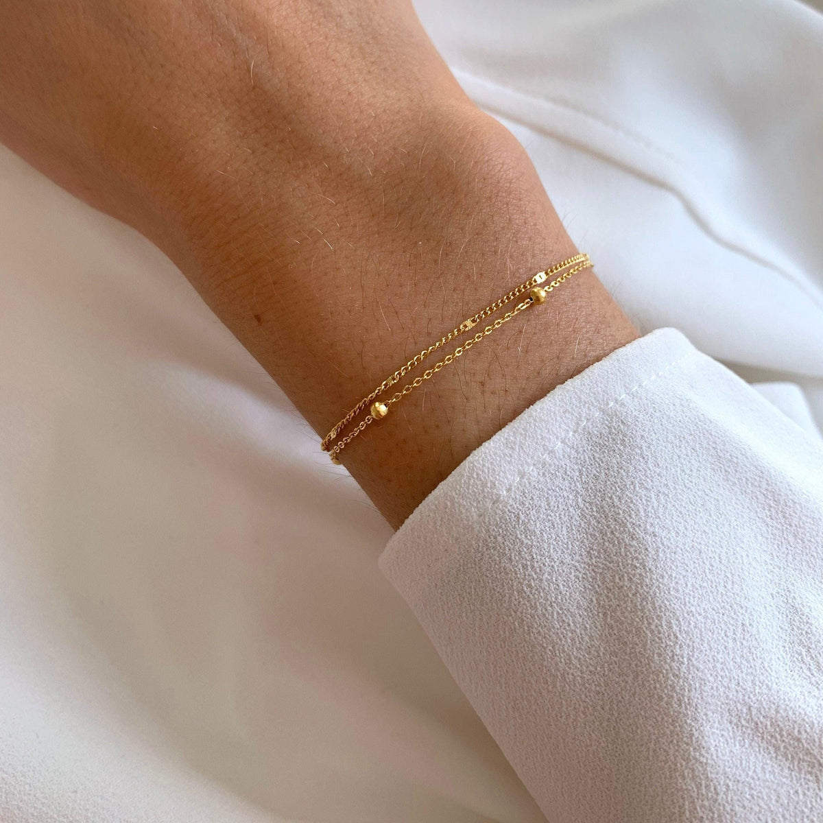 Bracelet chaîne à billes double chaîne Lili