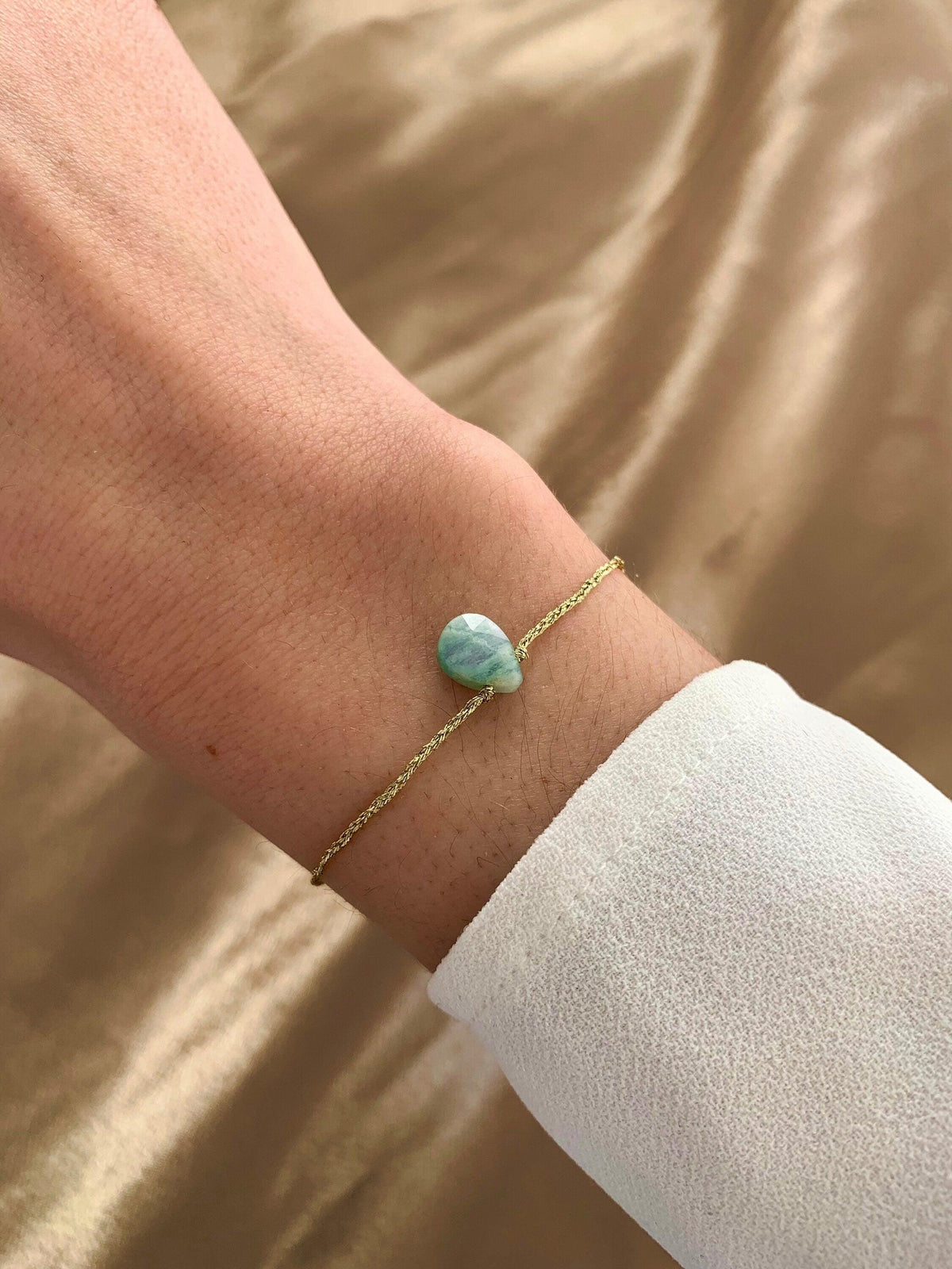 Bracelet femme cordon doré amazonite Valentine