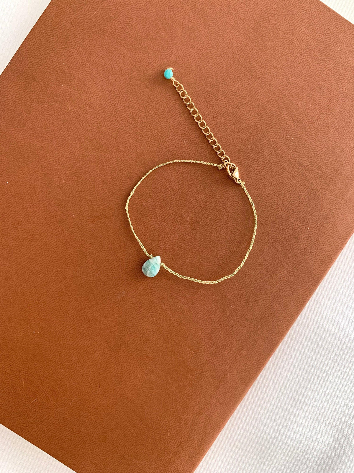 Bracelet femme cordon doré amazonite Valentine photo 2