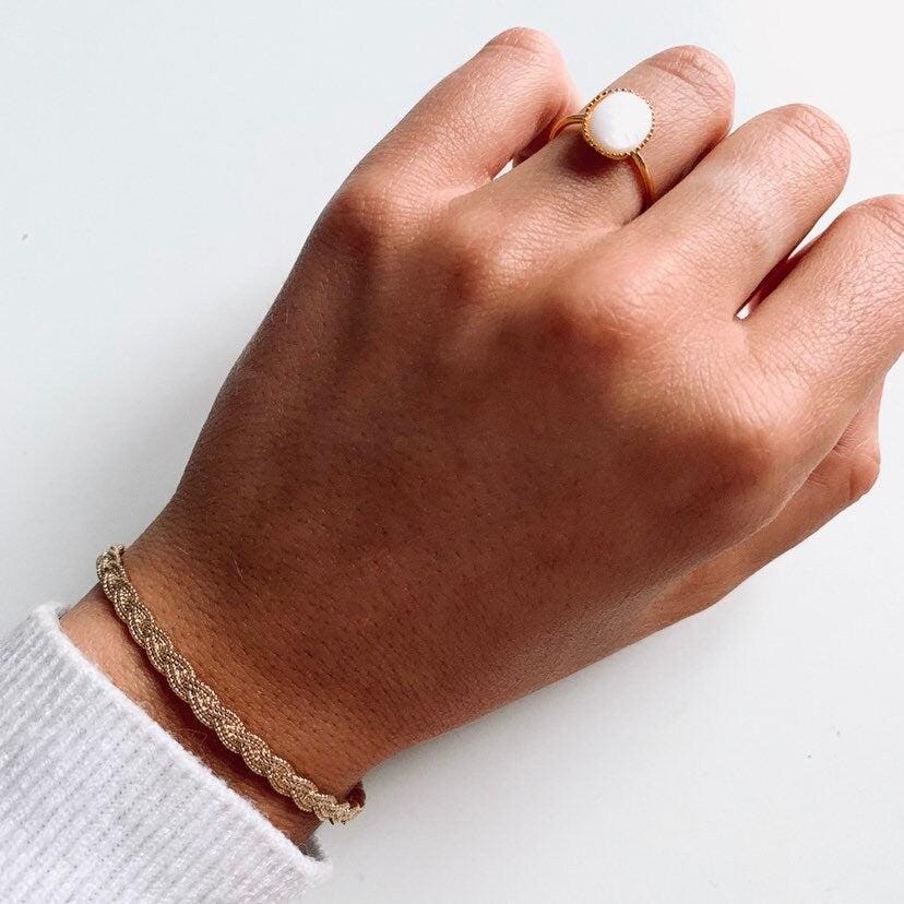 Bague femme pierre ovale nacre Yvonne photo 2