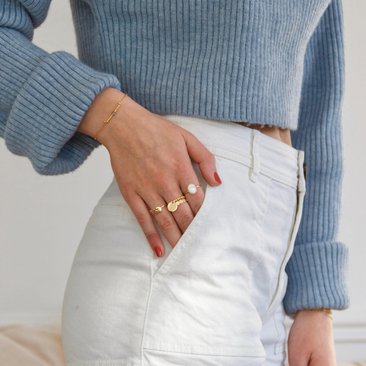 Bague femme pierre ovale nacre Yvonne photo 3