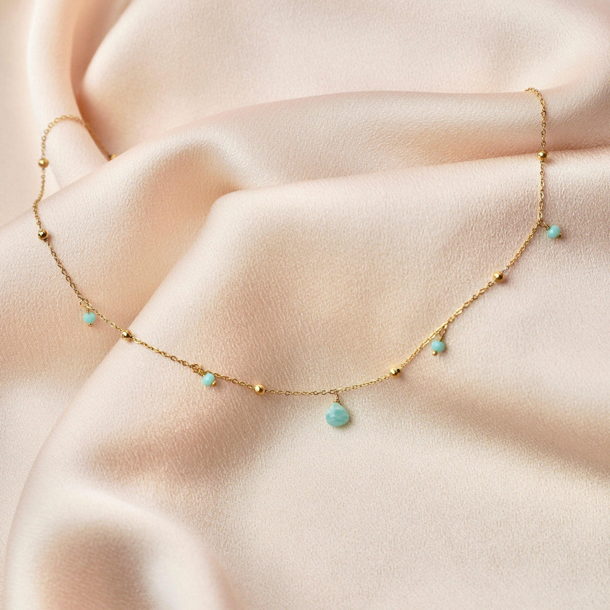 Collier perles amazonite pendentif Rosalie photo 3