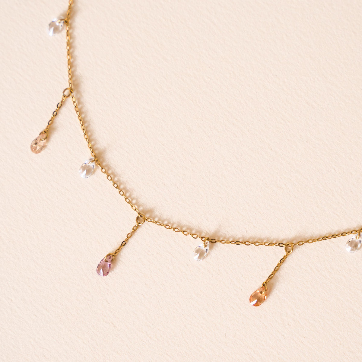 Collier gouttes zircons multicolores Marais photo 2