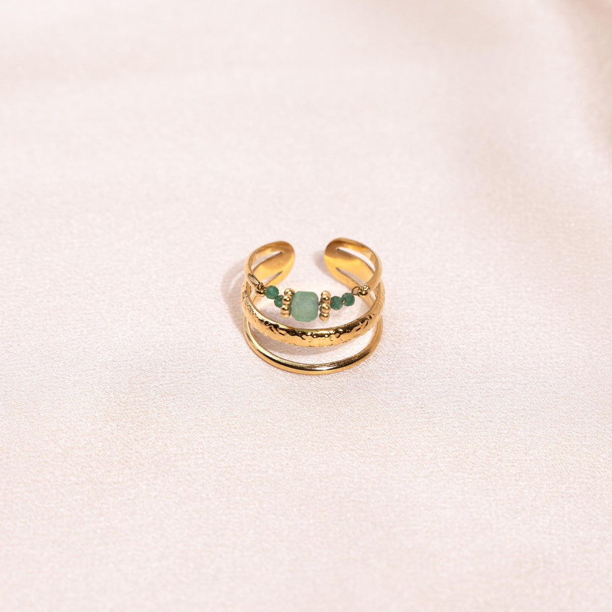 Bague femme triple rang aventurine Duroc
