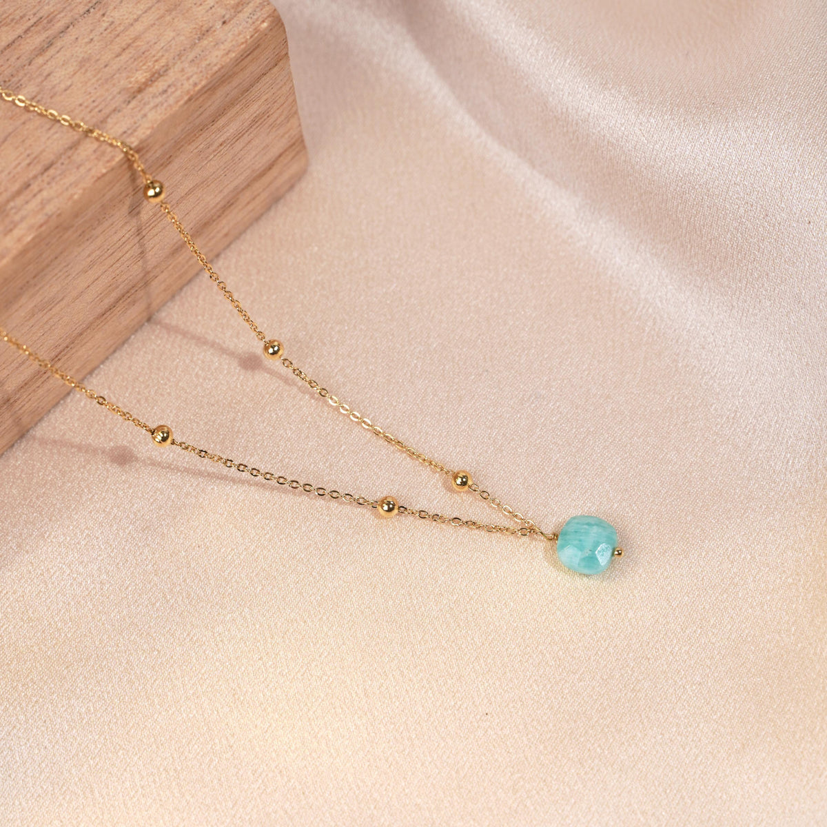 Collier pendentif carré amazonite Albane photo 2