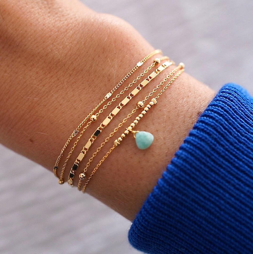 Bracelet double rang goutte quartz rose Capucine photo 5