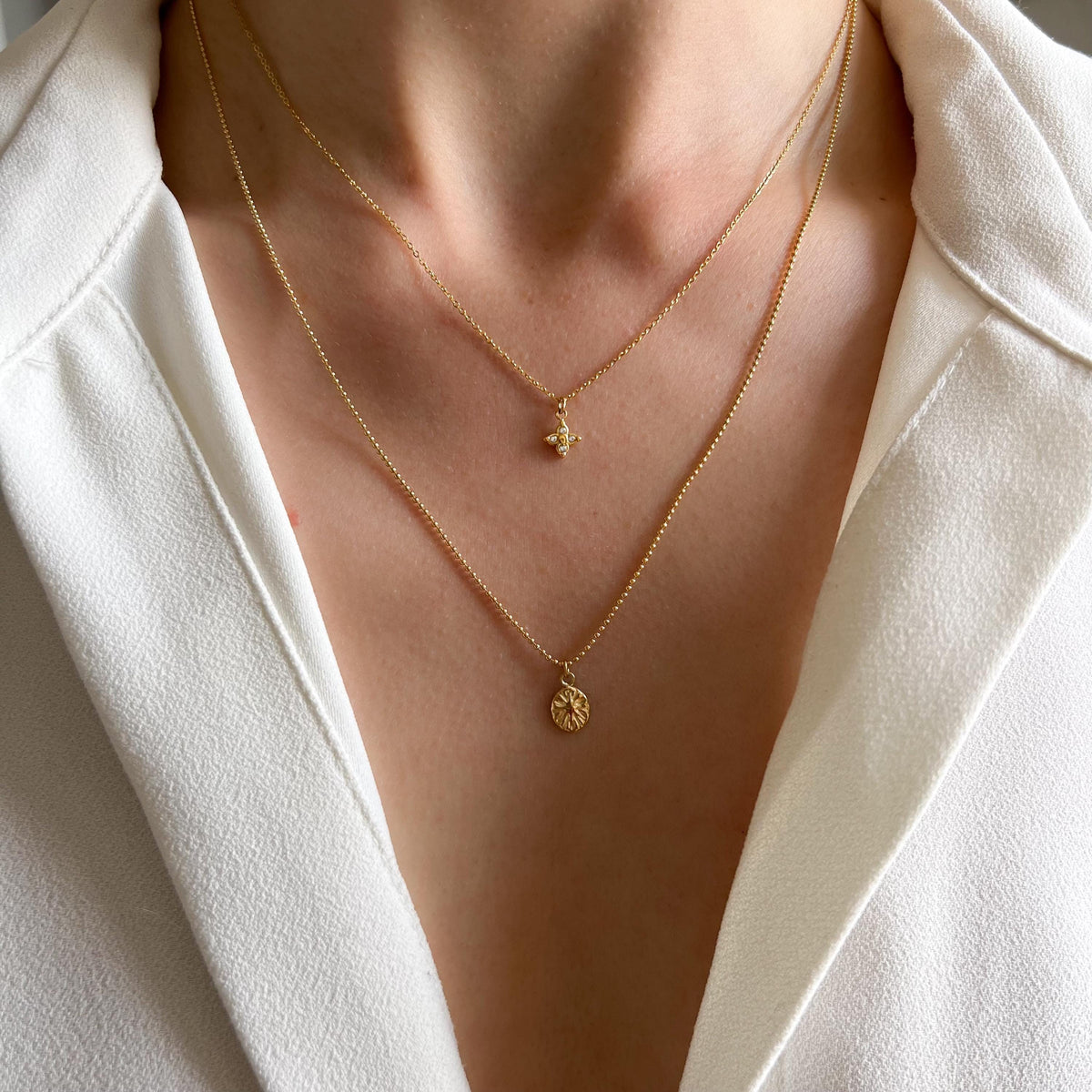 Collier pendentif étoile double chaîne Éliane