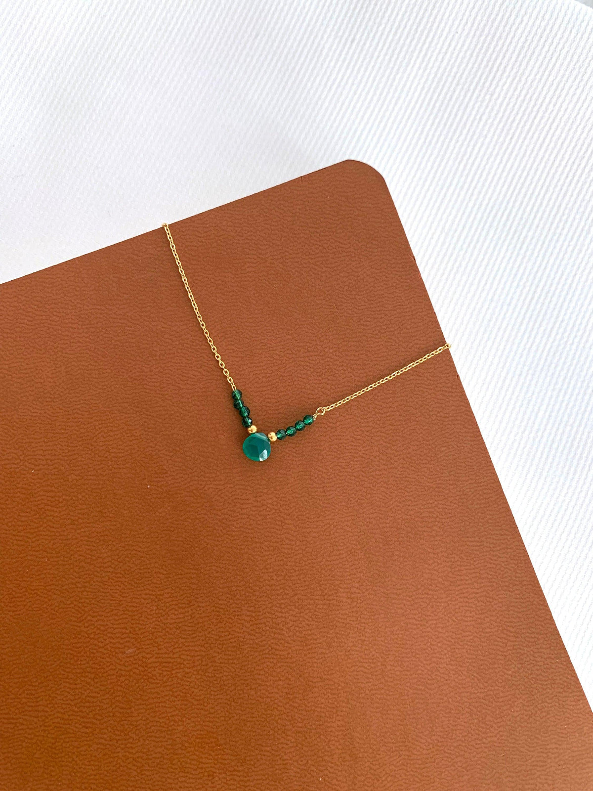 Collier pendentif goutte agate verte Inès photo 3
