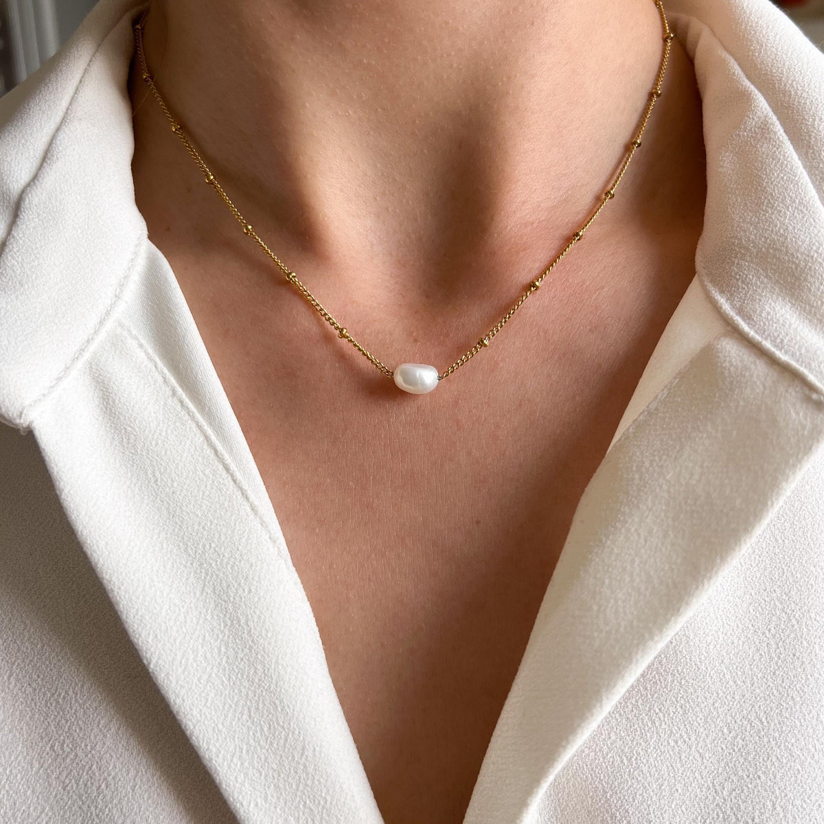 Collier rang de perles perle d'eau douce Jeanne