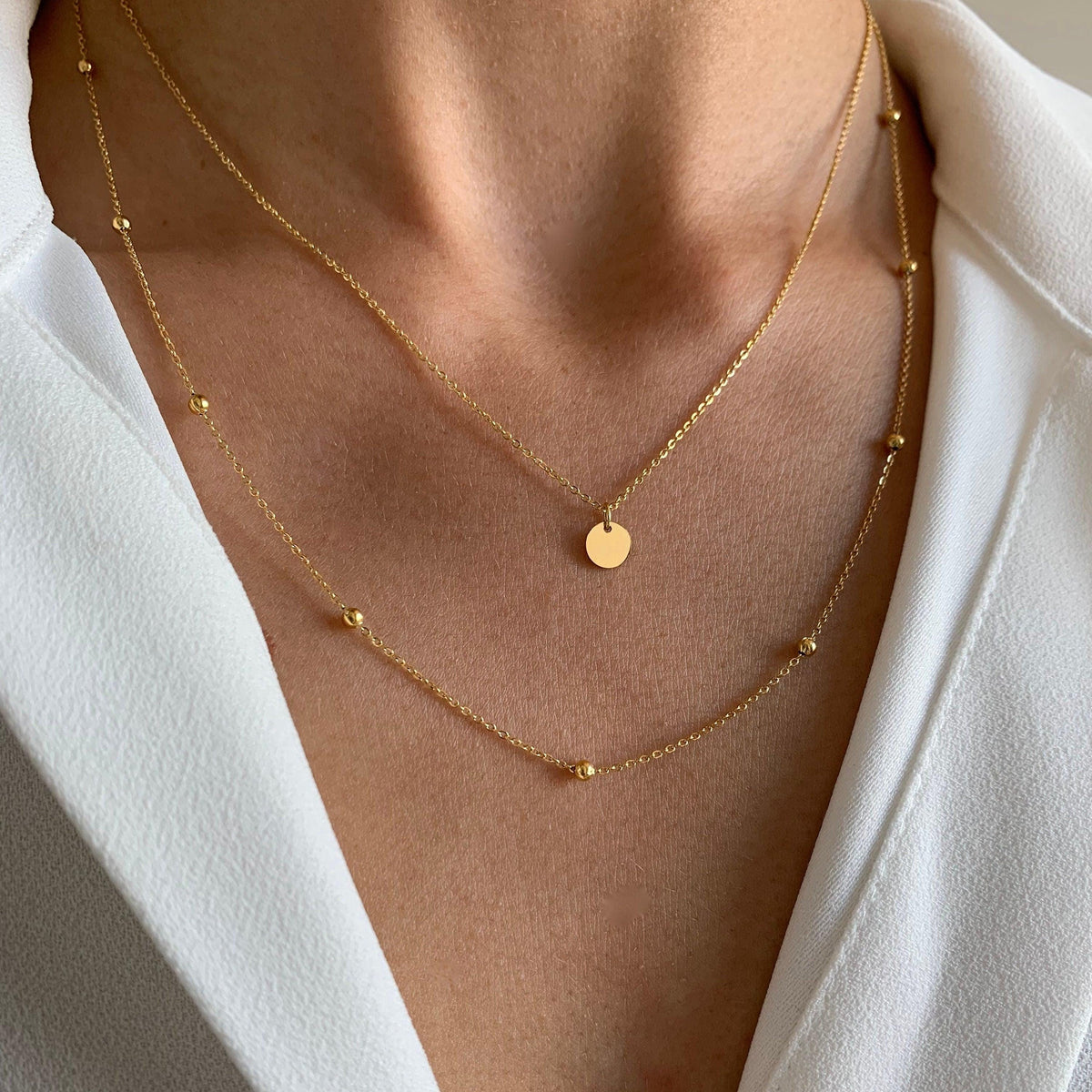 Collier double rang chaînes médaille Rivoli