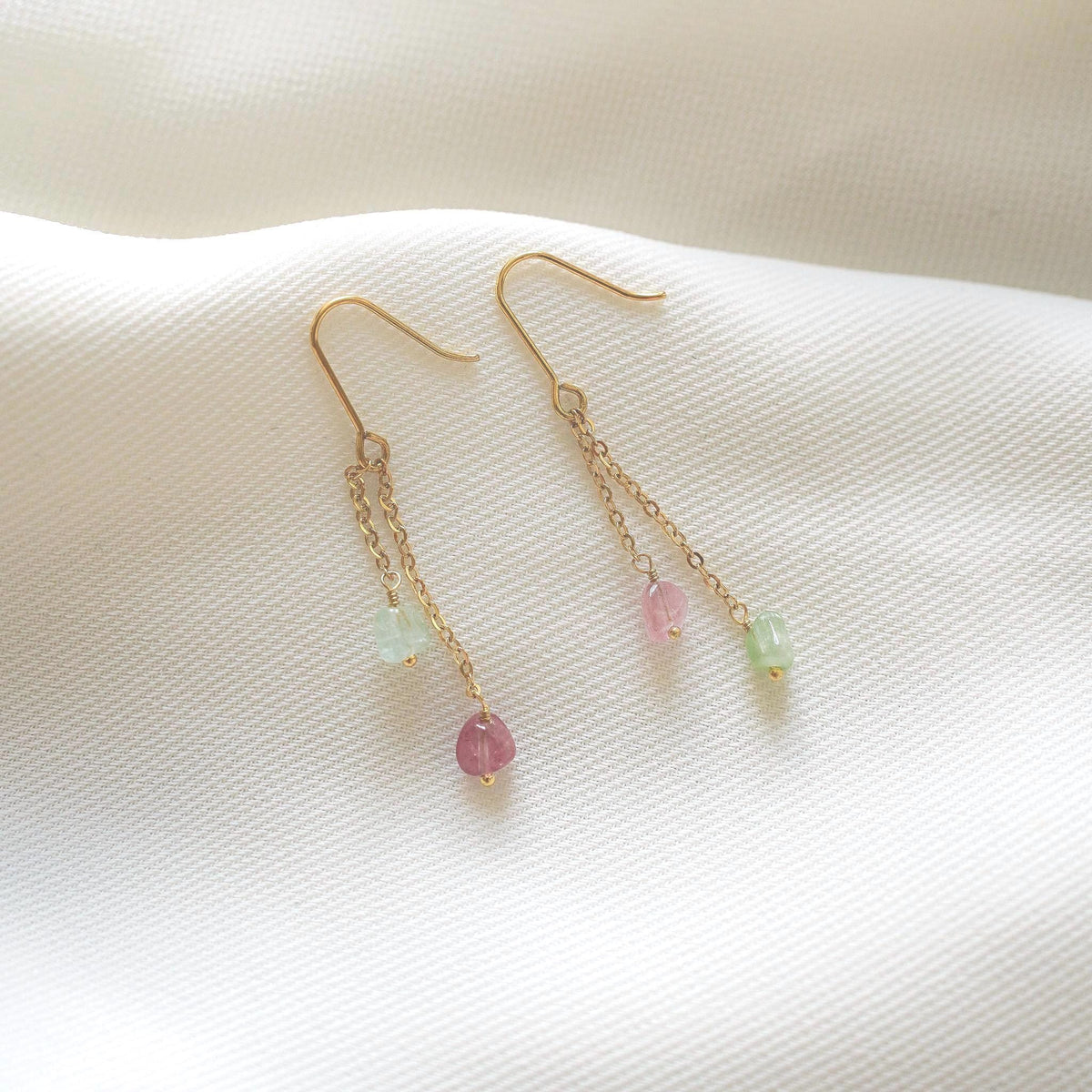 Boucles d'oreilles pendantes tourmaline Olympe photo 3