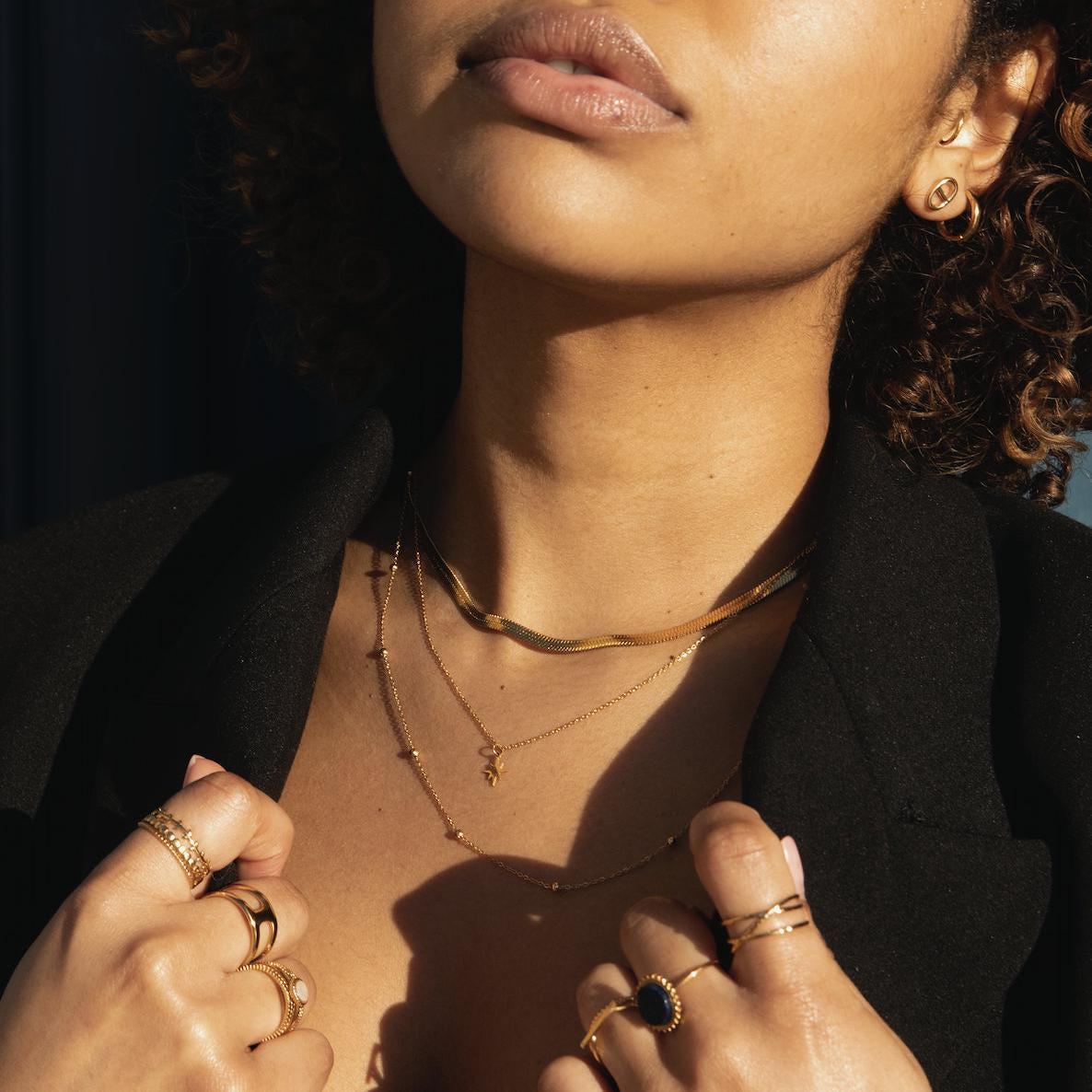 Collier double chaîne pendentif étoile Jacinthe photo 3