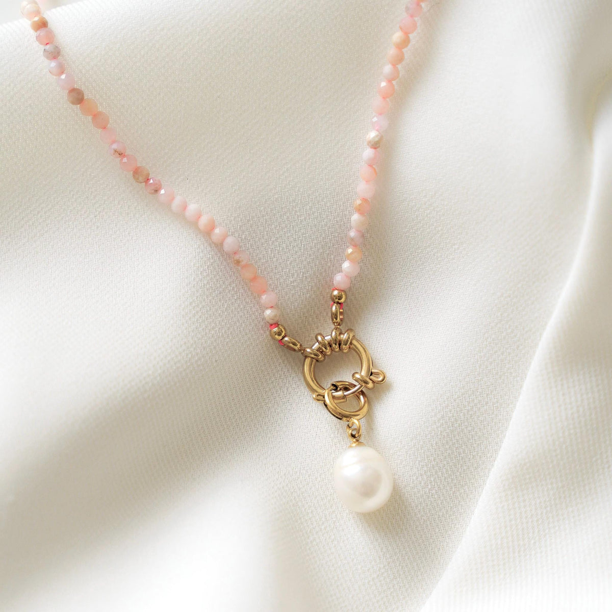 Collier rhodonite et perle d'eau douce Eugénie photo 2
