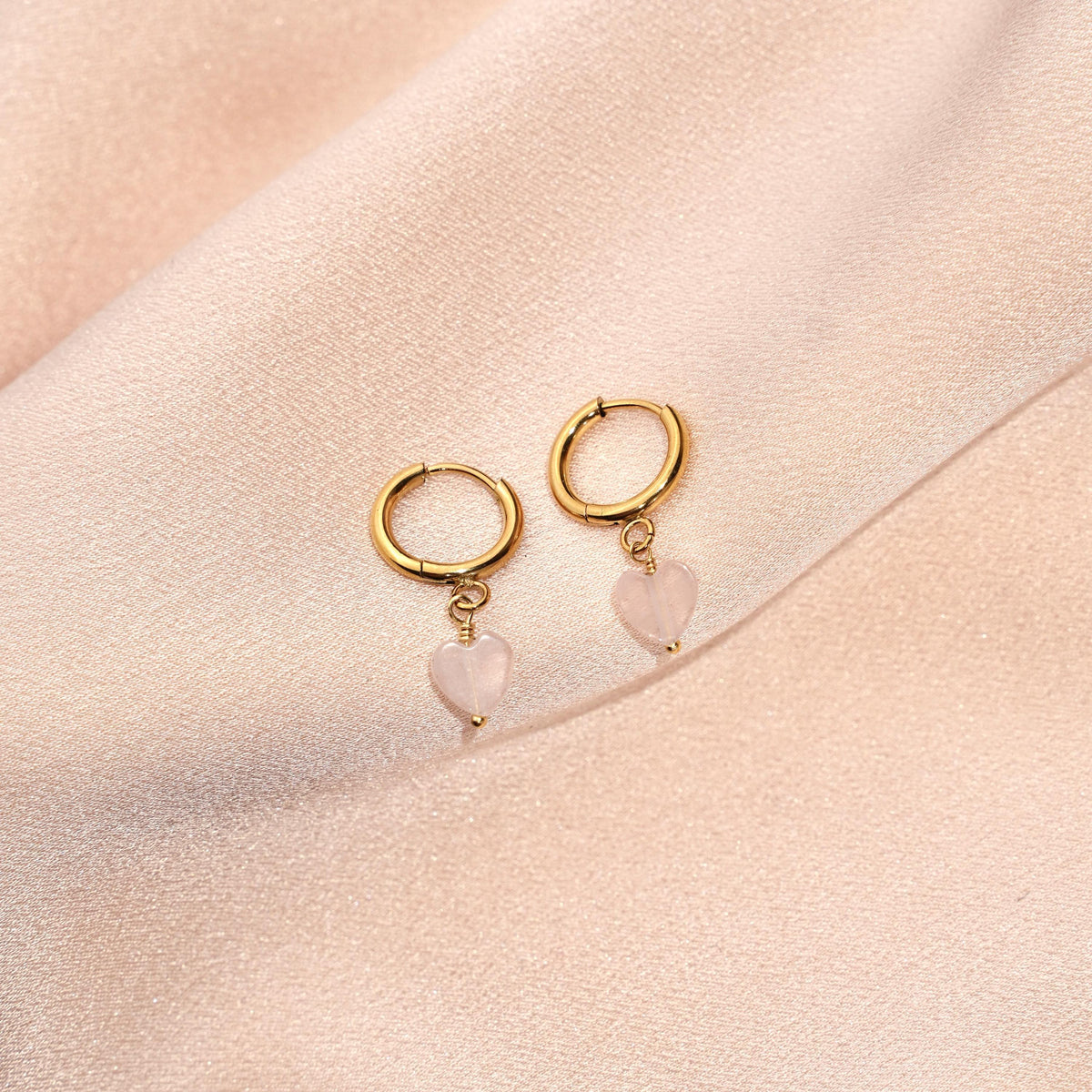 Créoles femme cœur quartz rose Lydie photo 3
