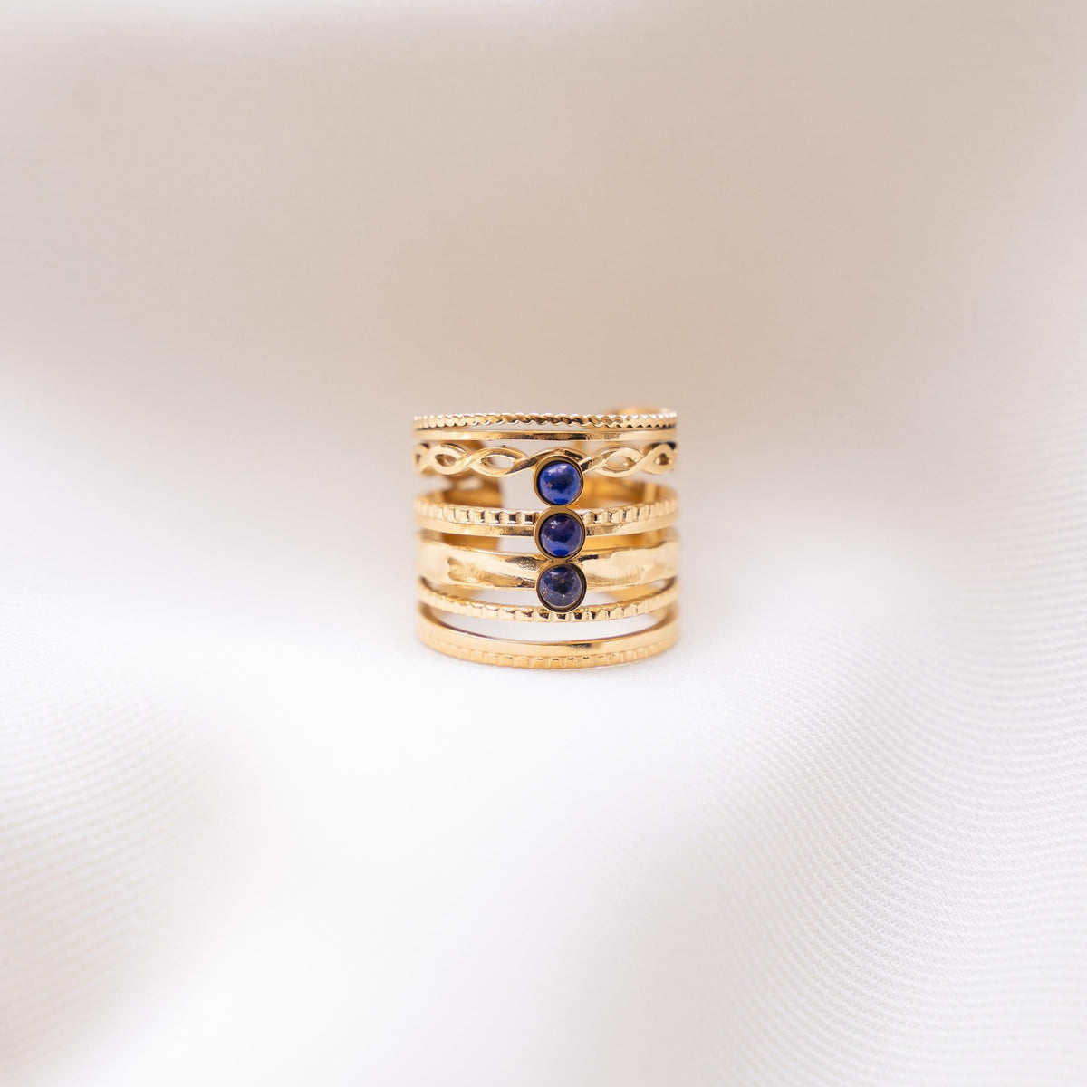 Bague femme triple rang lapis lazuli Philippine photo 2