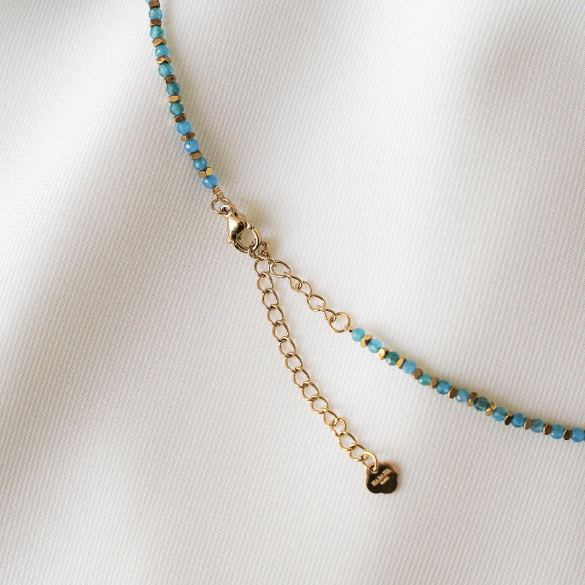 Collier perles apatite pampilles dorées Garance photo 4