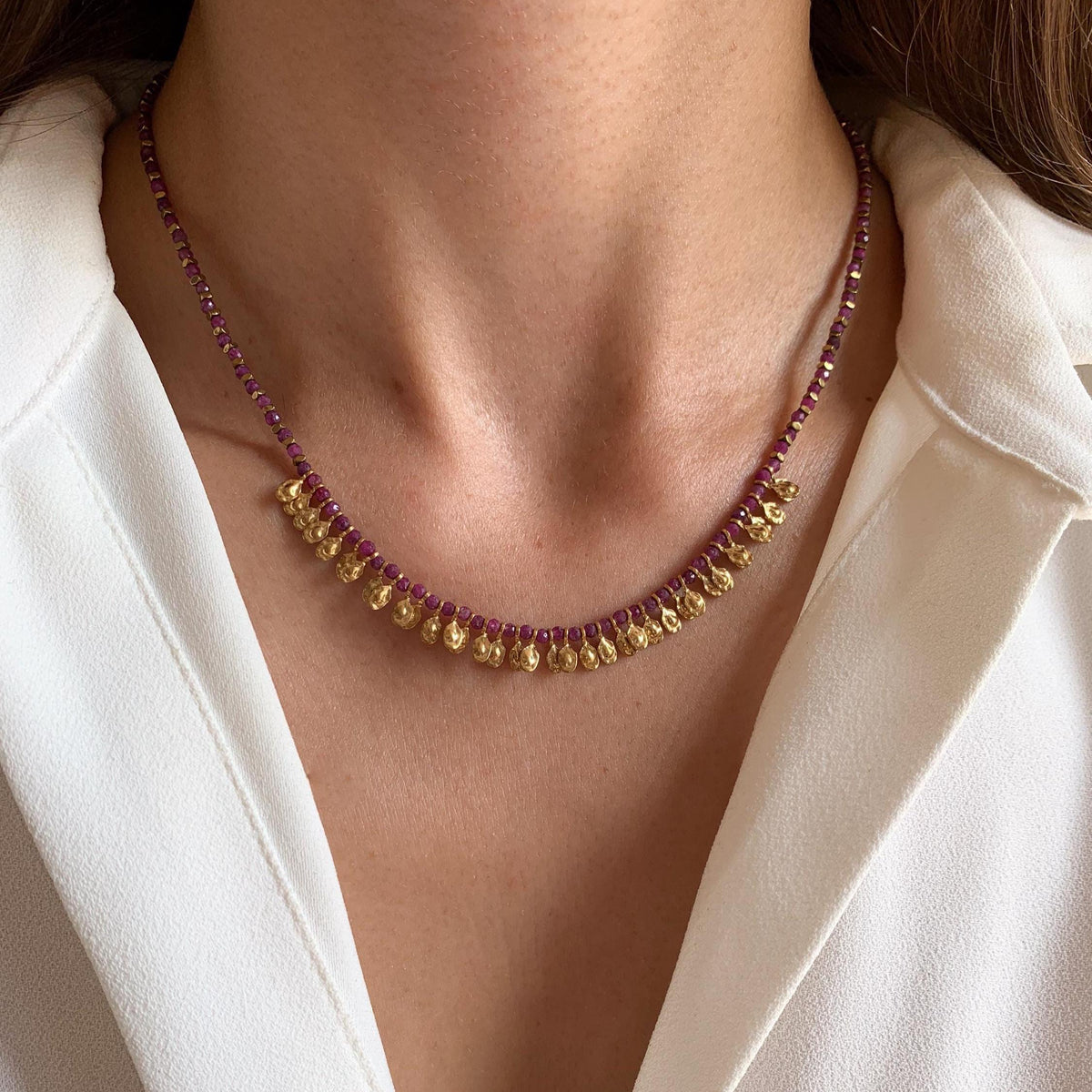Collier perles apatite pampilles dorées Garance photo 8