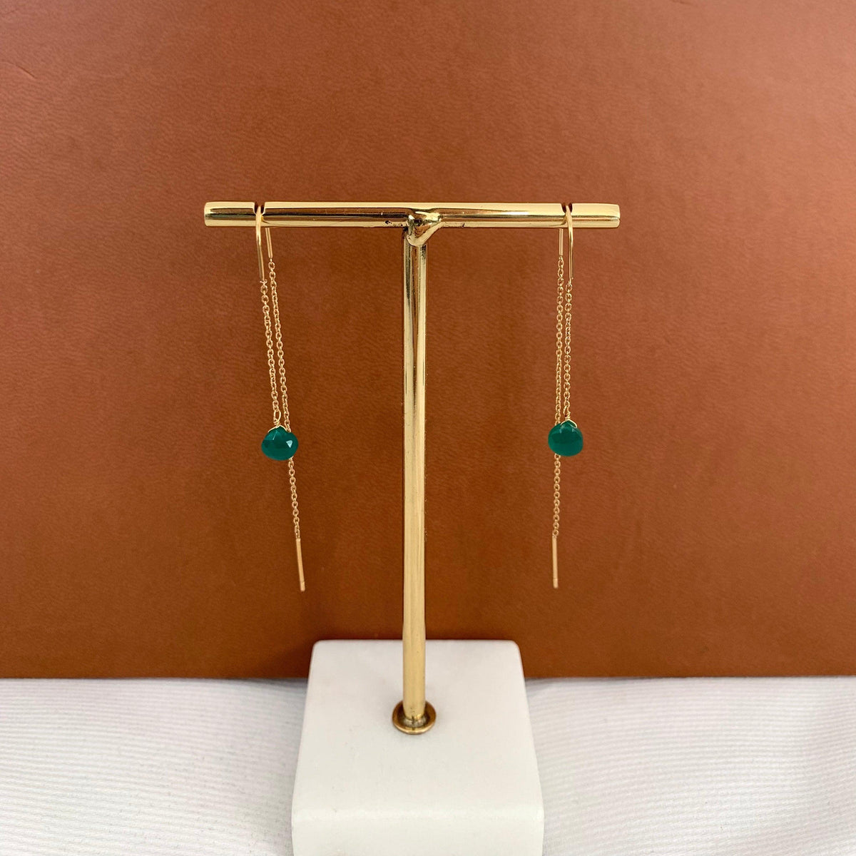 Boucles d'oreilles traversantes agate verte Eulalie photo 3