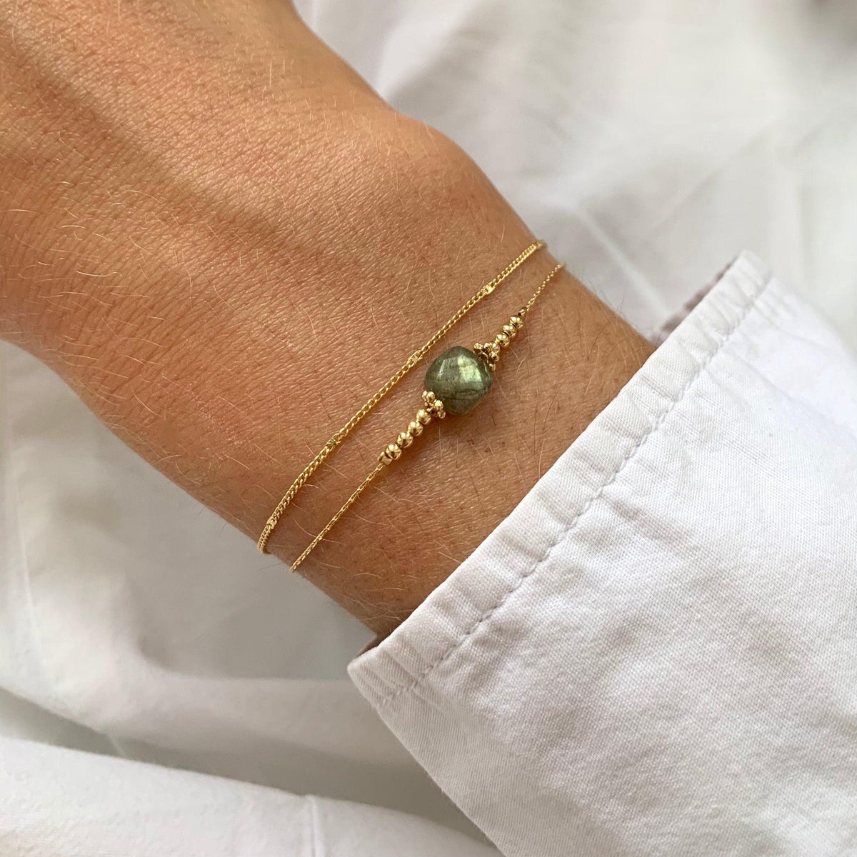 Bracelet double chaîne pierre labradorite Joséphine
