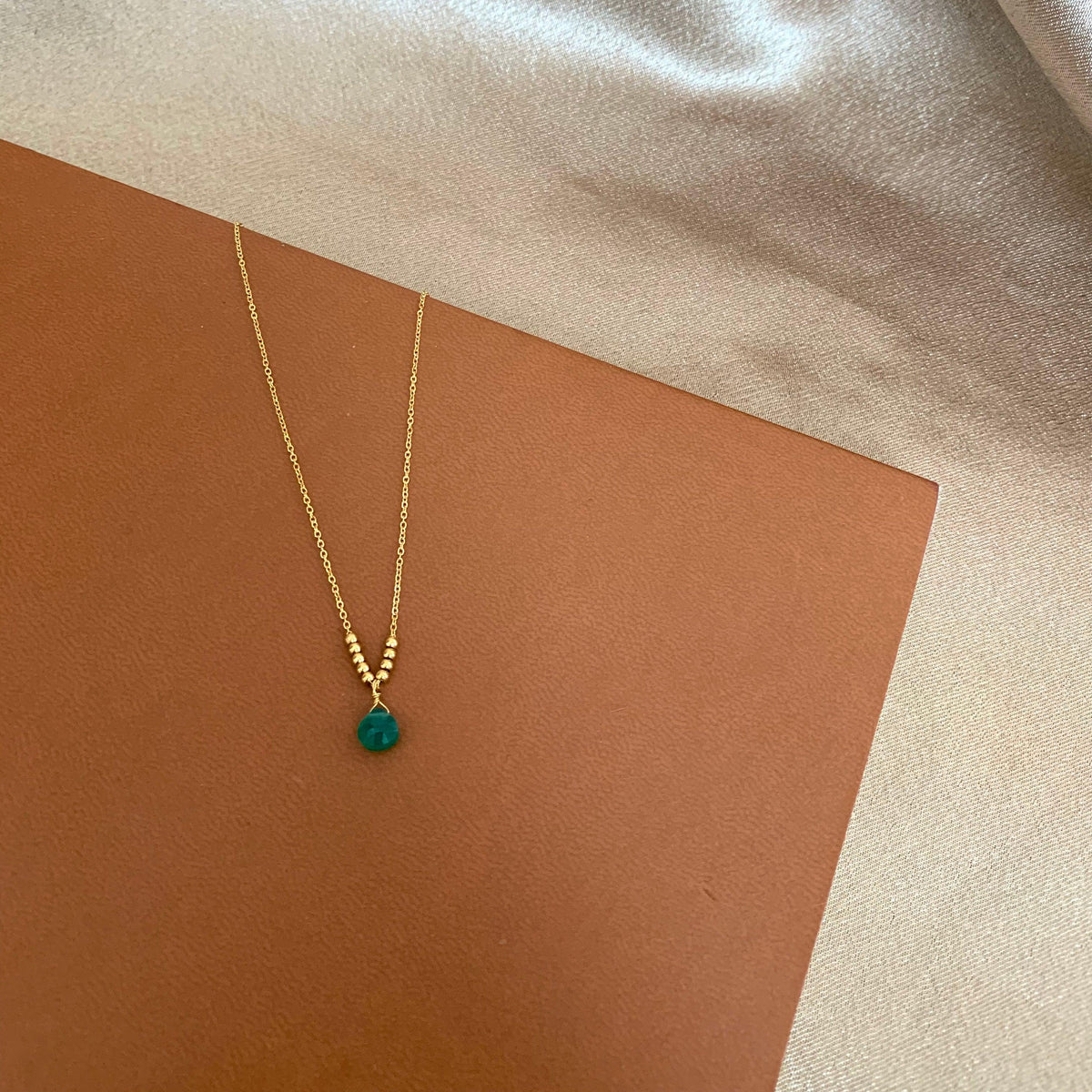 Collier pendentif goutte agate verte Pauline photo 2