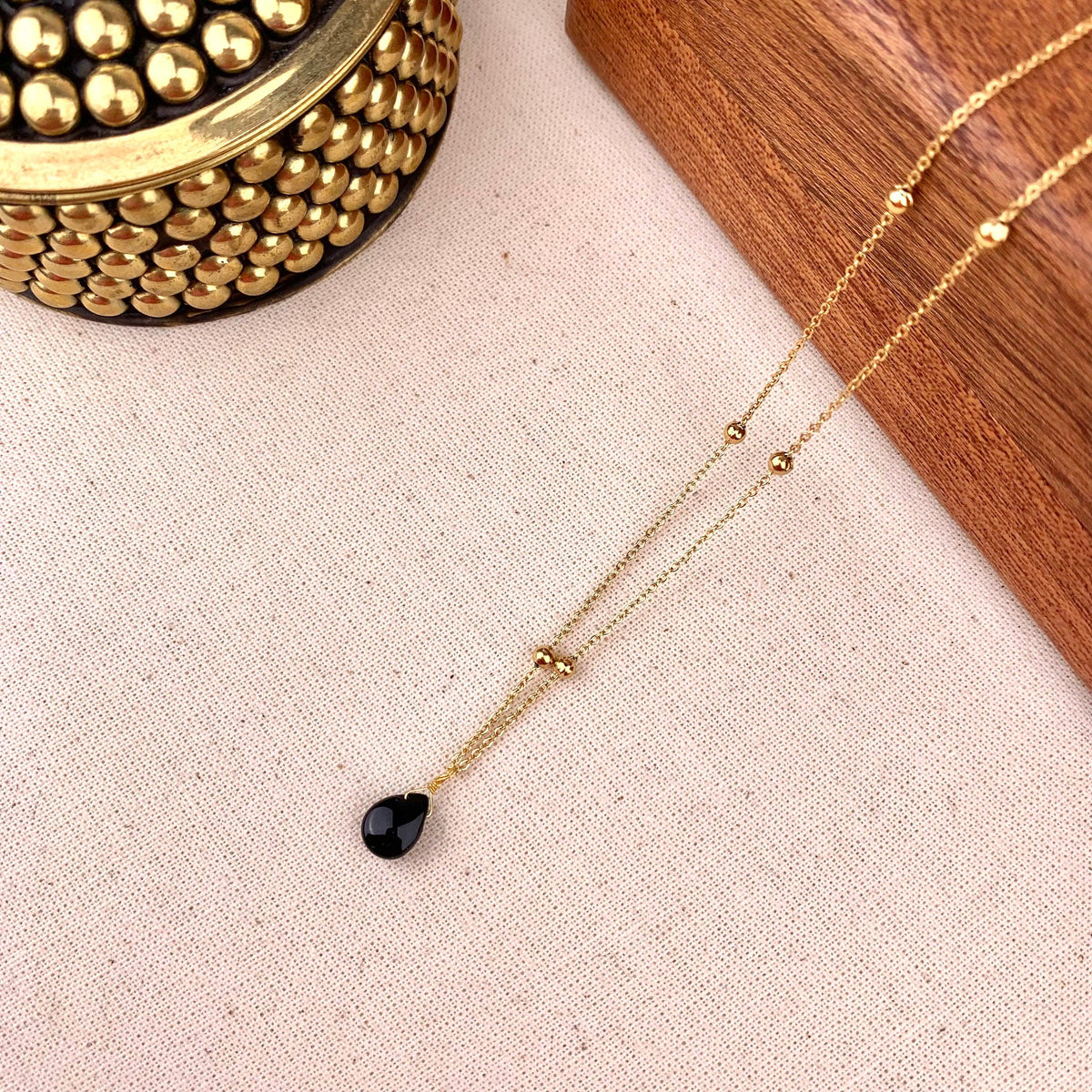 Collier pendentif goutte onyx noir Paulette photo 2