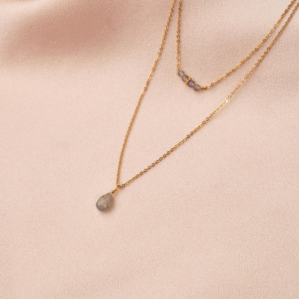 Collier double rang goutte labradorite Capucine photo 2