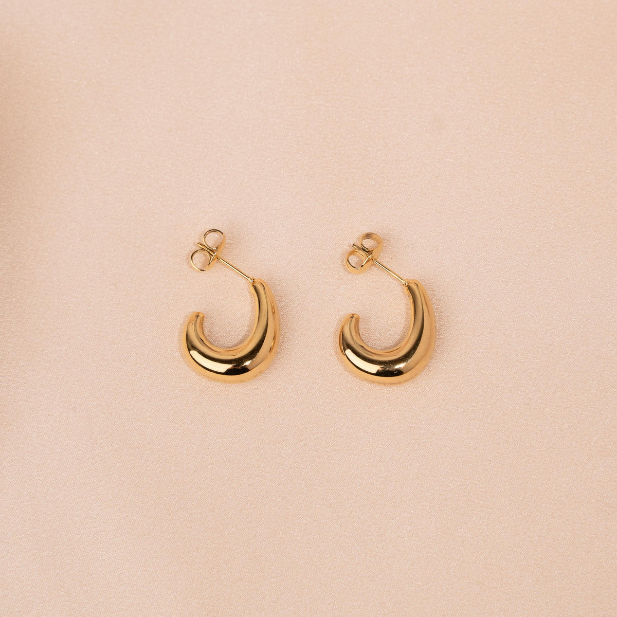 Boucles d'oreilles bombées dorées ovales Ophélie photo 2