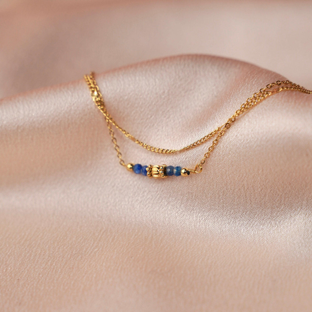 Bracelet femme double perles bleues Prudence photo 3