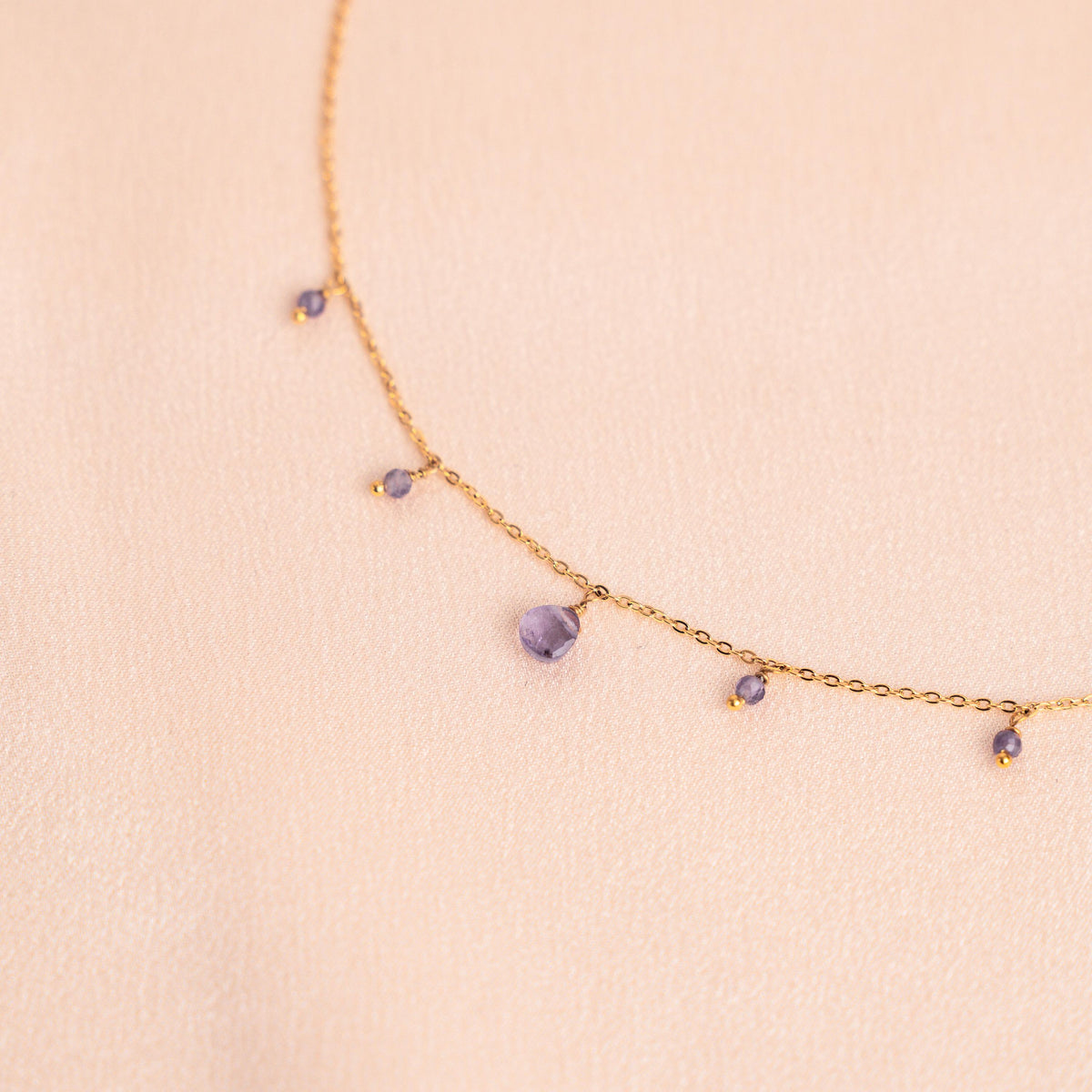 Collier perles améthyste pendentif Rosalie photo 2